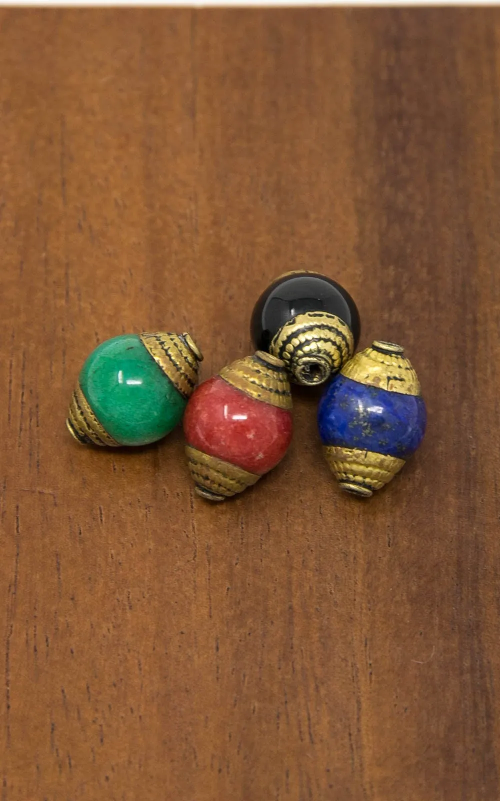 13mm Tibetan Brass Capped Spacer Beads for Homemade Jewellery, A pack of 5 beads