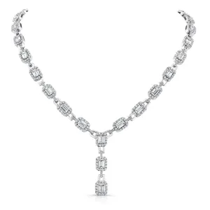 18.48ctw Emerald Cut Diamond Lariat Necklace