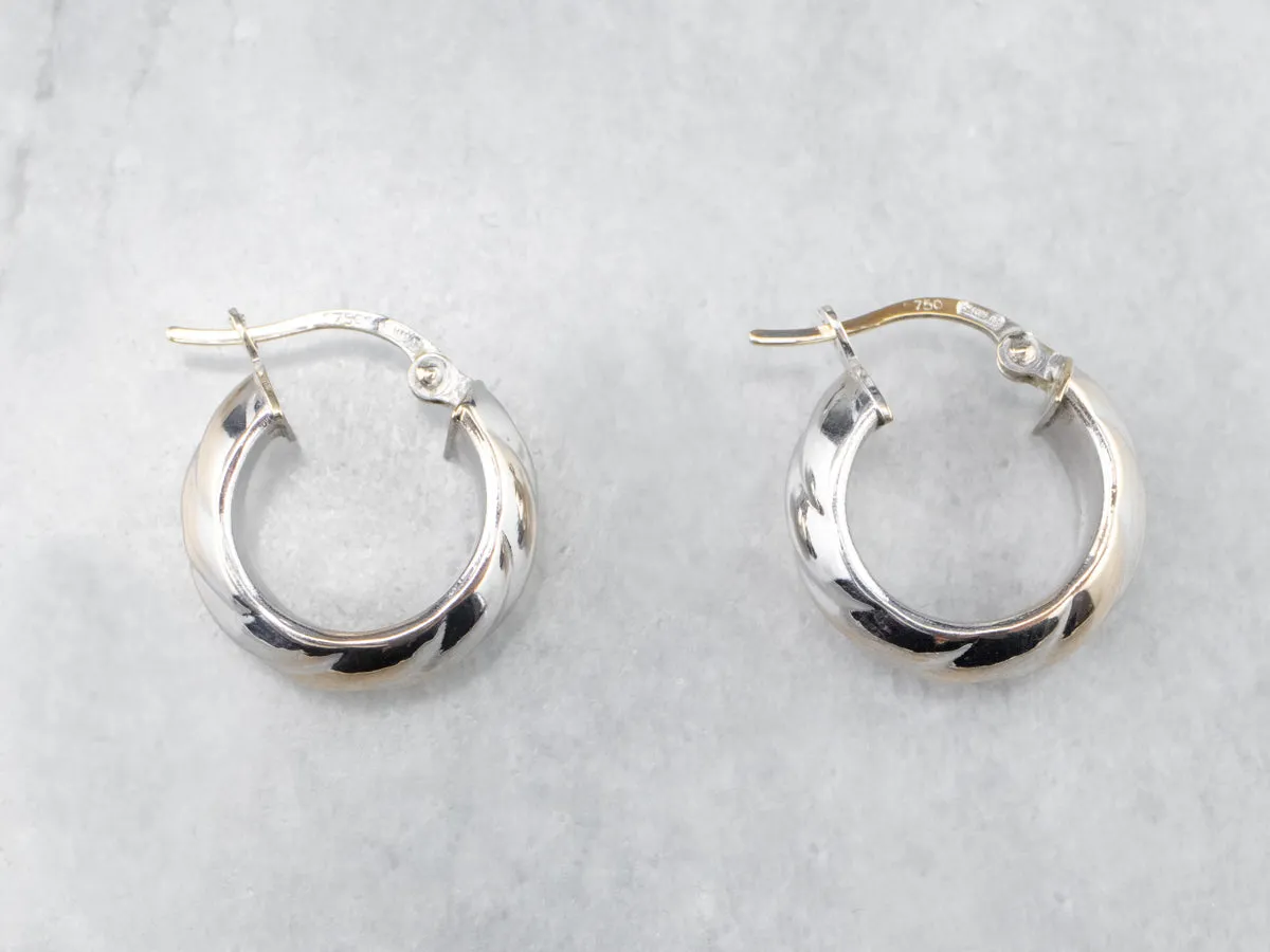 18K White Gold Cuff Hoop Earrings