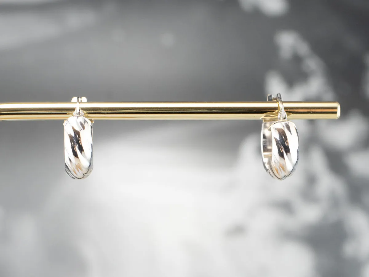 18K White Gold Cuff Hoop Earrings