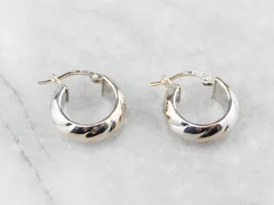 18K White Gold Cuff Hoop Earrings