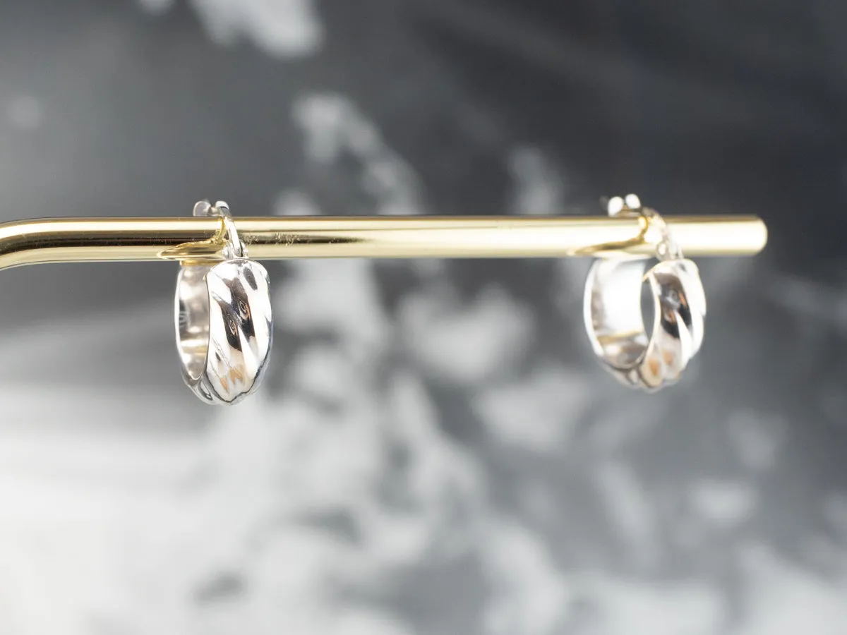 18K White Gold Cuff Hoop Earrings