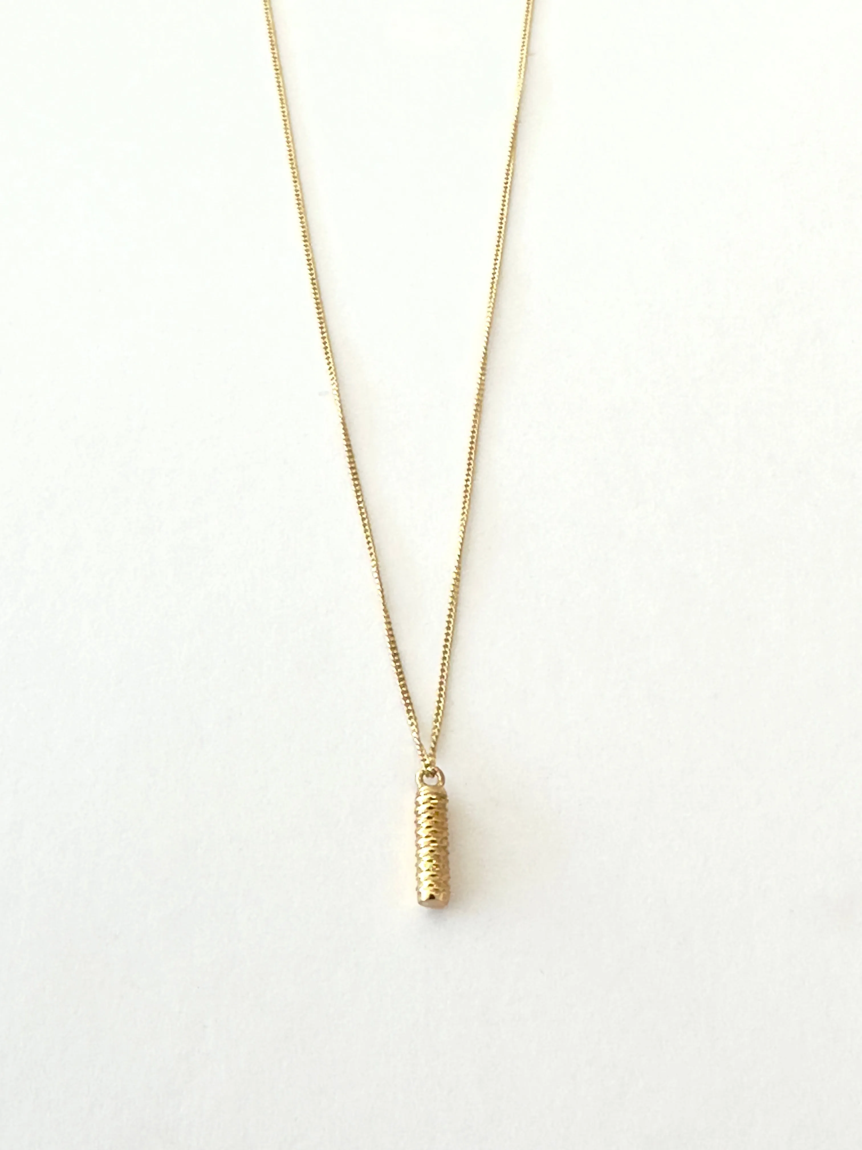 18k Yellow Gold Textured Cylinder Necklace