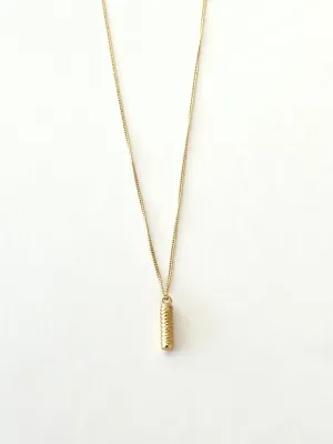 18k Yellow Gold Textured Cylinder Necklace