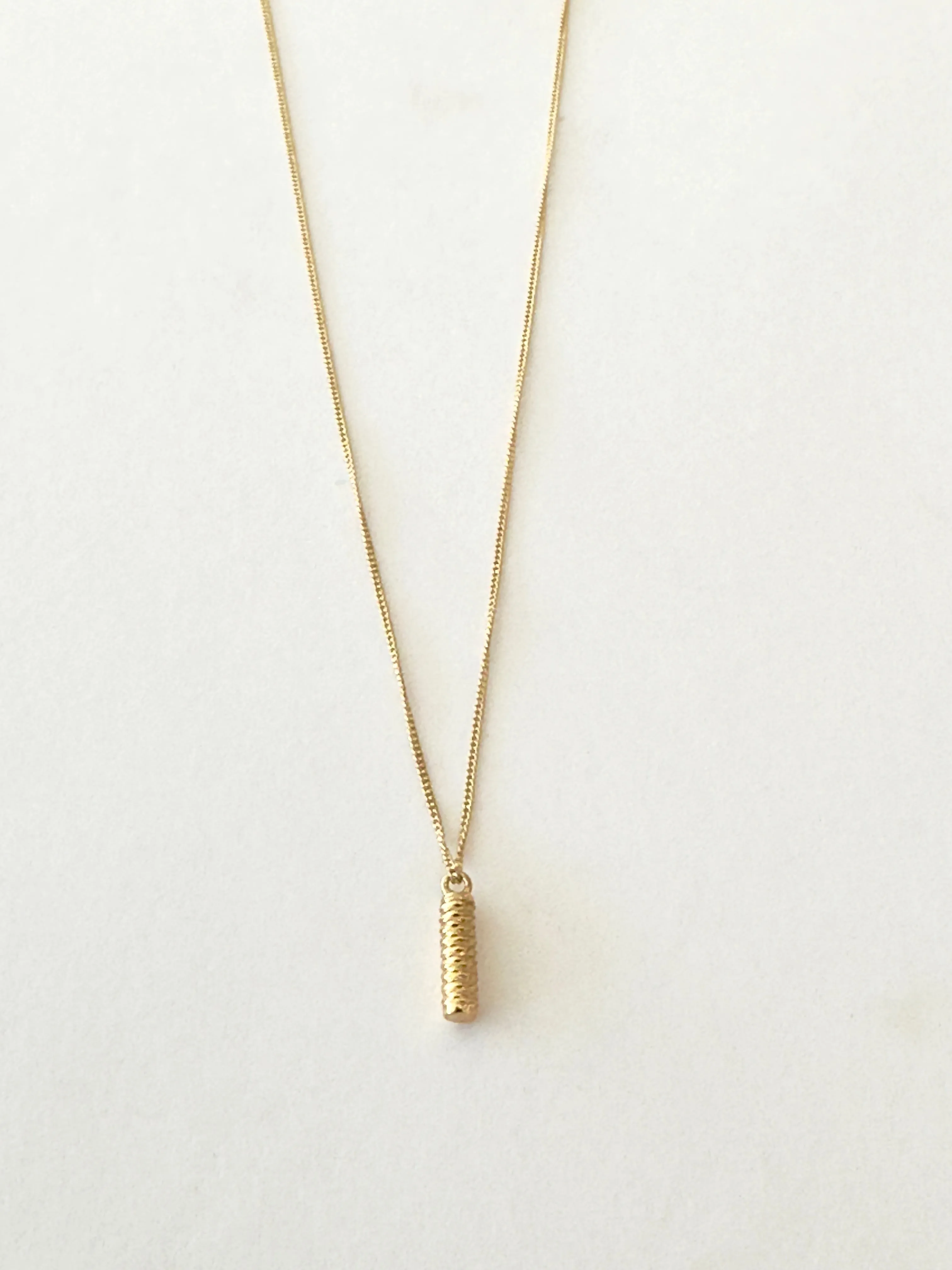 18k Yellow Gold Textured Cylinder Necklace