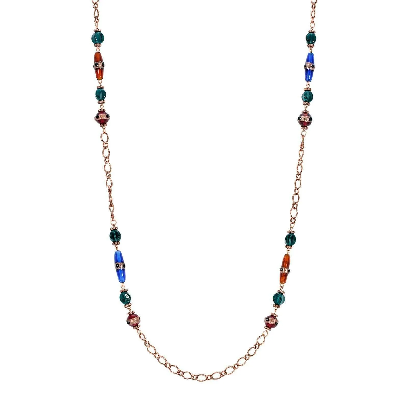 1928 Jewelry Bohemian Multi Color Strandage Necklace 36"