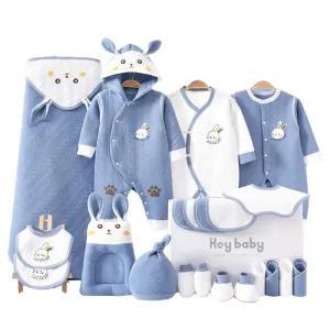 22 pcs Blue Hunny Bunny, New born Baby Girl/Boy Gift Hamper All Season wear Clothes Gift Hamper Box, (0-6months)