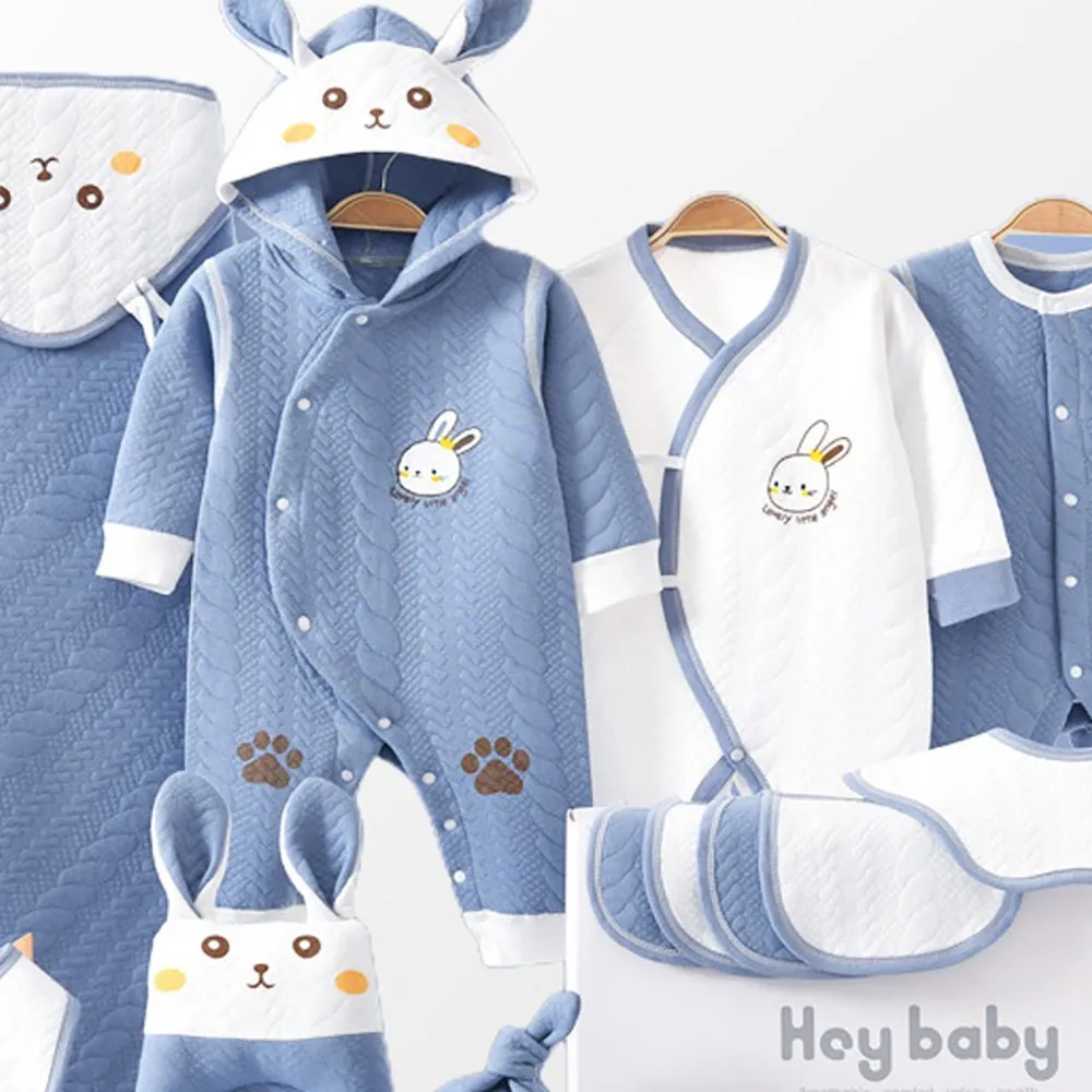 22 pcs Blue Hunny Bunny, New born Baby Girl/Boy Gift Hamper All Season wear Clothes Gift Hamper Box, (0-6months)