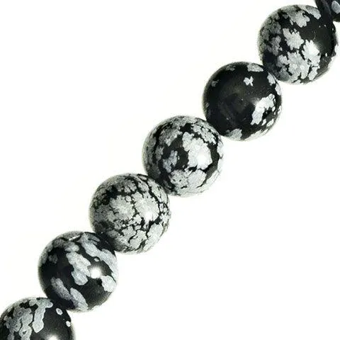 4mm Round Snowflake Obsidian Beads (Pack of 10)