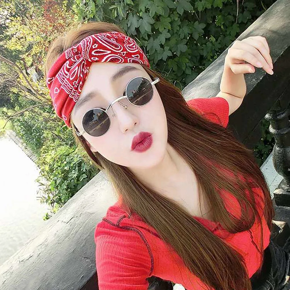 4PCS Boho Headbands for Women,  Vintage Bandana Flower Printed Head Wrap Twisted Hair Accessories