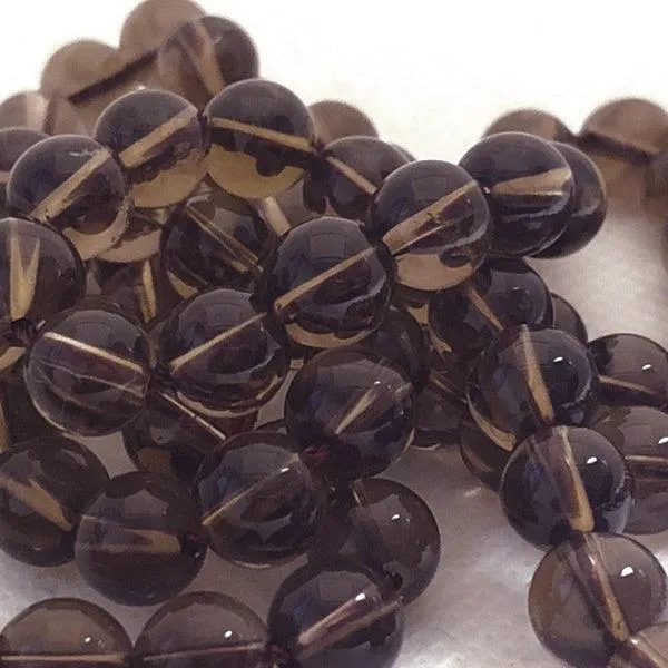 8mm Round Gemstone Beads - Smoky Quartz  (10 Pack)