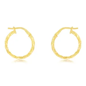 9ct Yellow Gold Silverfilled Fancy Twisted 15mm Hoop Earrings