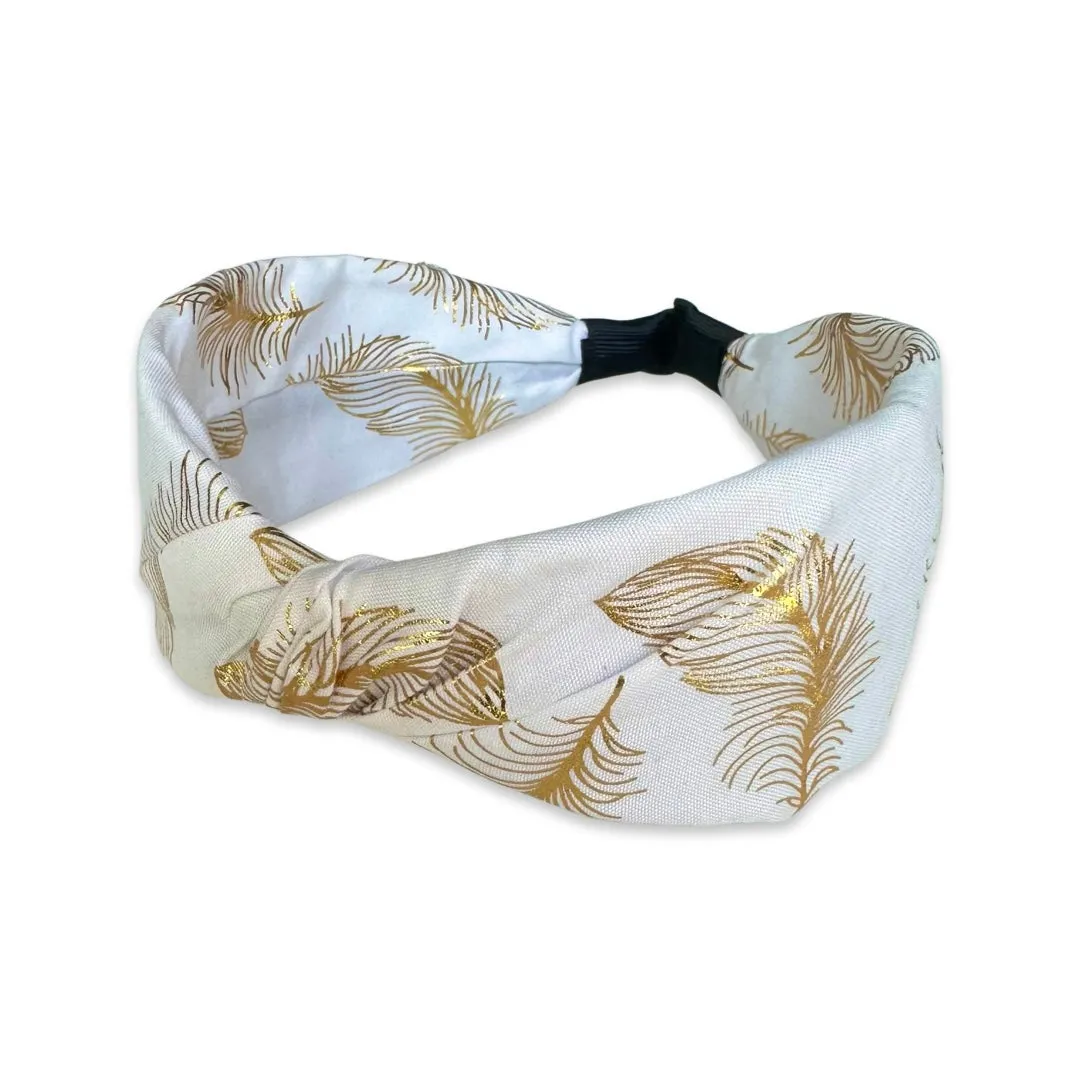 Abby Gold Feather Knot Headband