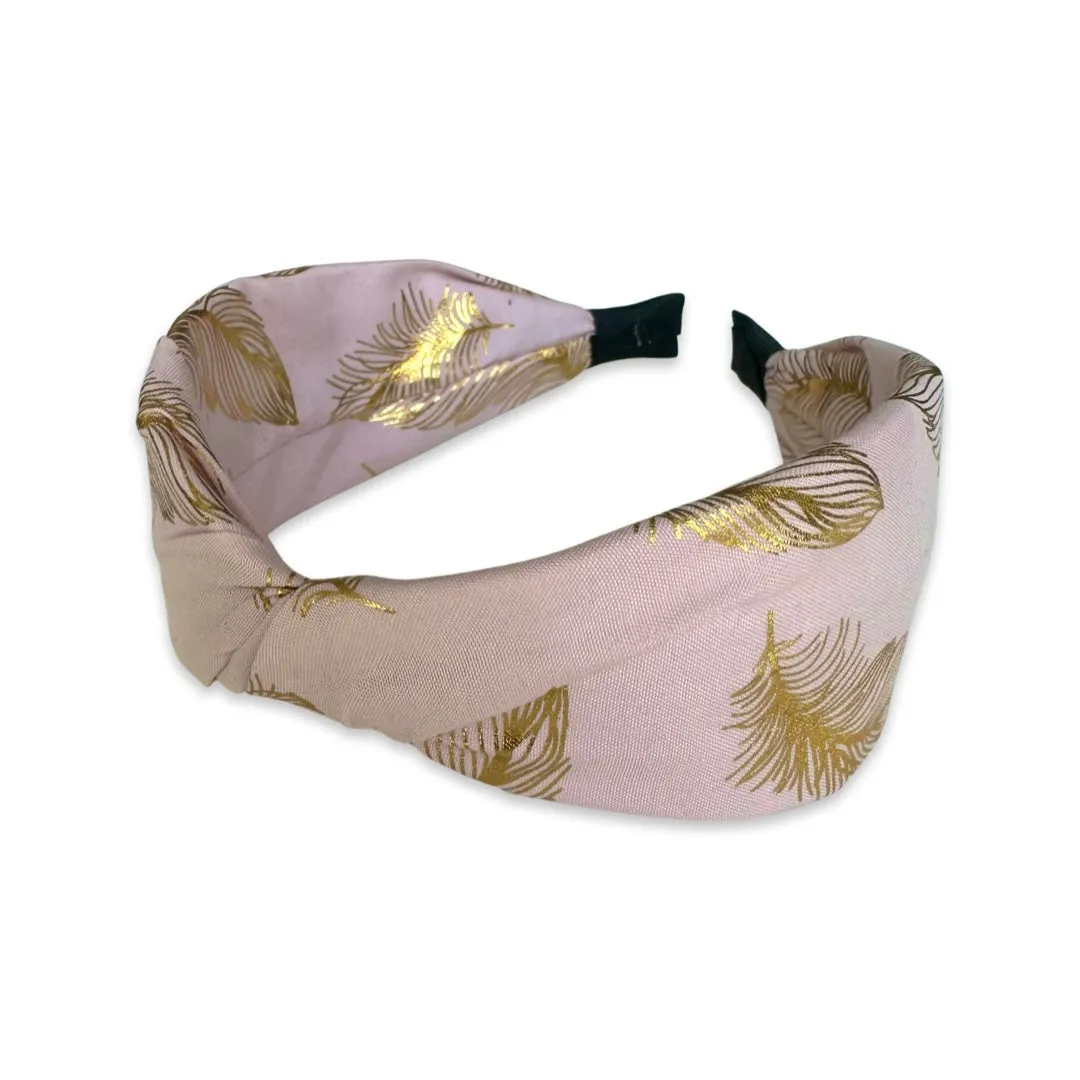 Abby Gold Feather Knot Headband