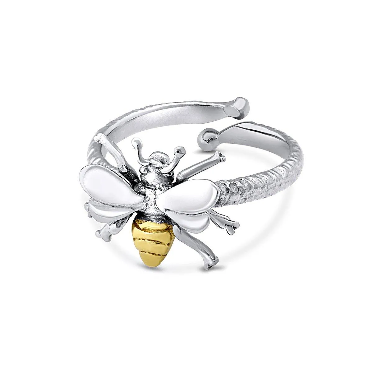 Adjustable Wildlife Bee Ring Silver & Gold