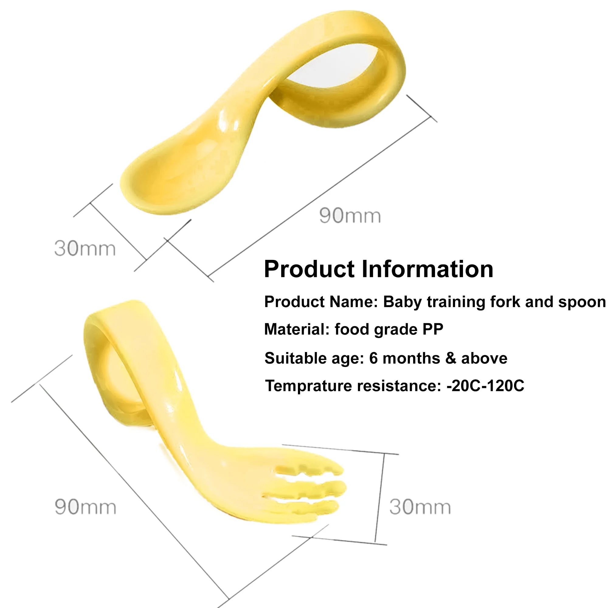 Babymoon Learn to Eat Baby Self Feeding Set | Silicone Spoon and Fork along with Storage Box | Yellow