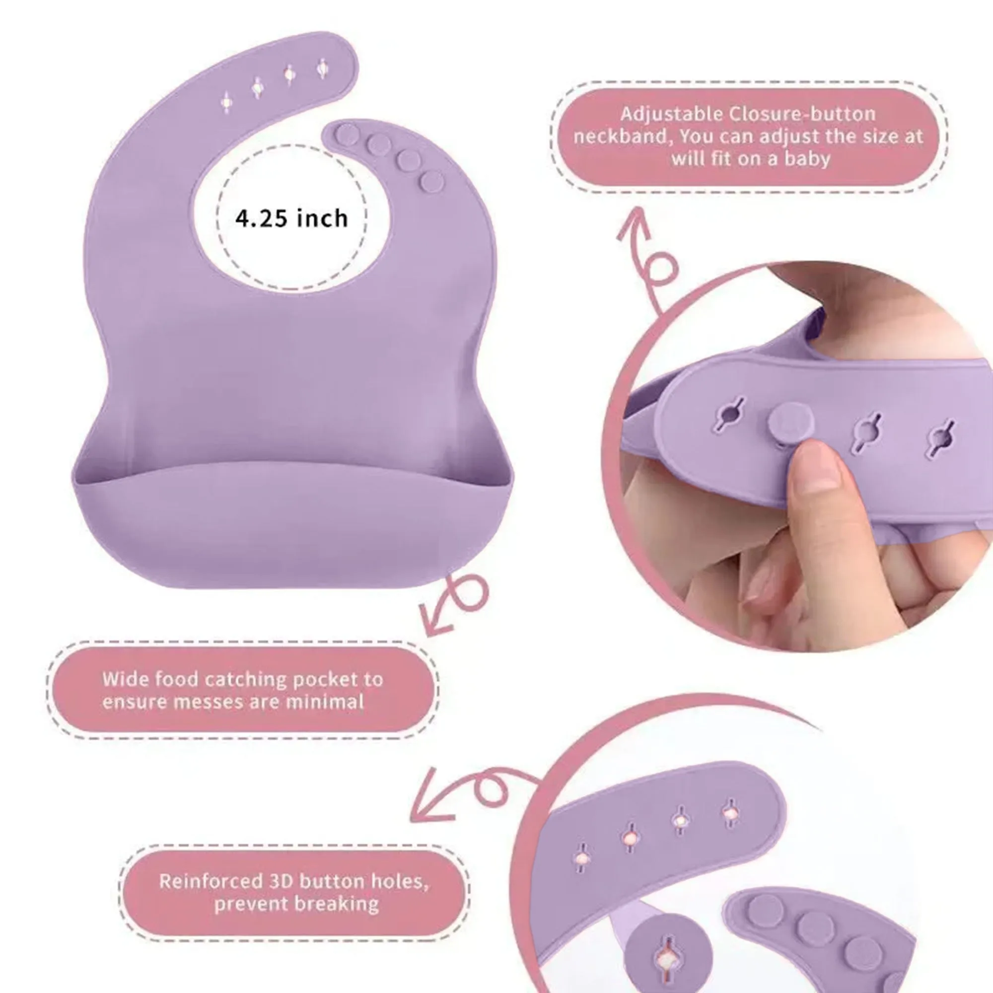 Babymoon Set of 6 | Silicone BPA Free Baby Kids Feeding Dinner Set Gift Box | Dinner Plate | Spoon & Fork | Silicone Bib | Cup | Bowl | Purple