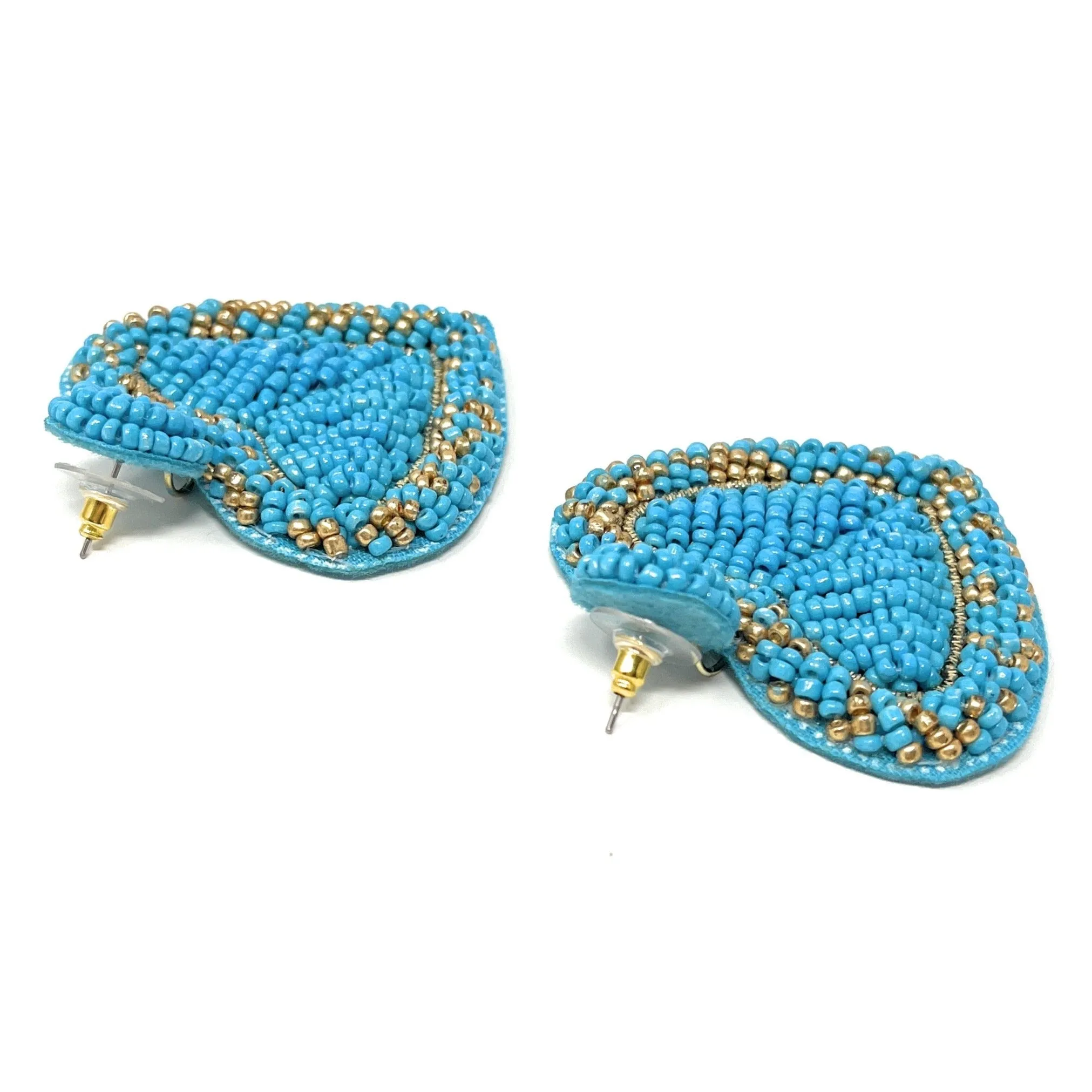 Beaded Turquoise Heart Earrings