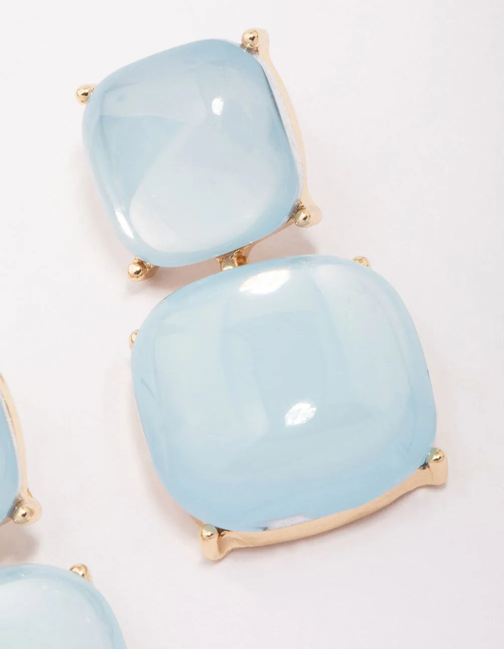 Blue Puffy Stone Drop Earrings