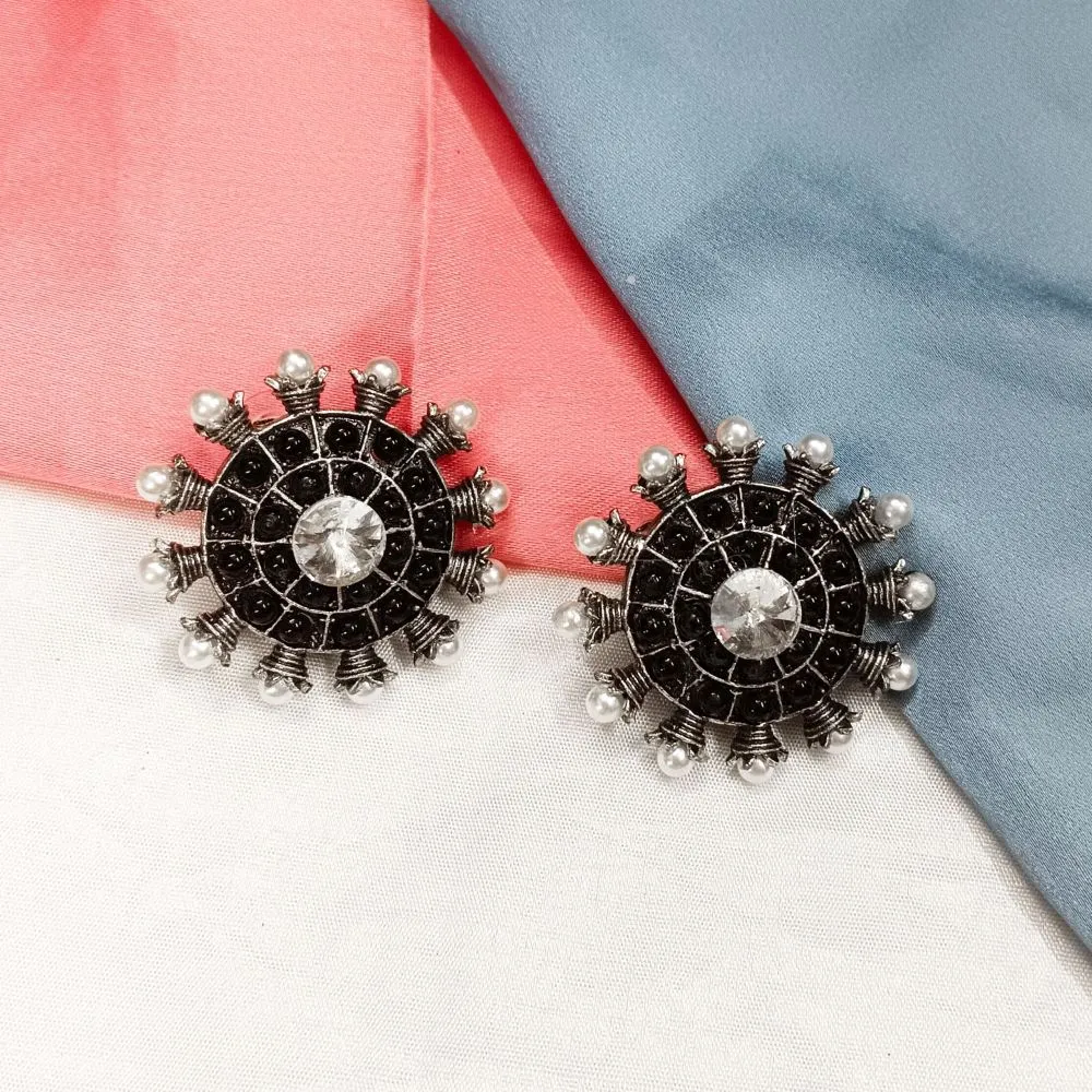 Blythediva Oxidised Plated Stud Earrings