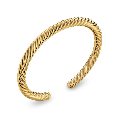 Cable Cuff Bracelet in 18K Yellow Gold, 6mm, Size Small