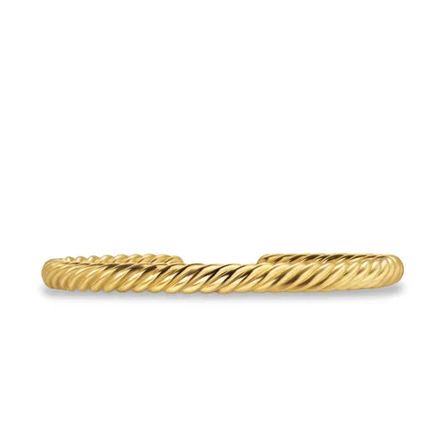 Cable Cuff Bracelet in 18K Yellow Gold, 6mm, Size Small