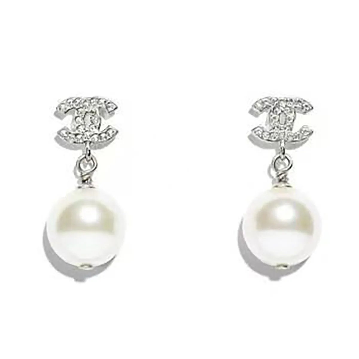 CC Pearl Earrings in 925 Sterling Silver