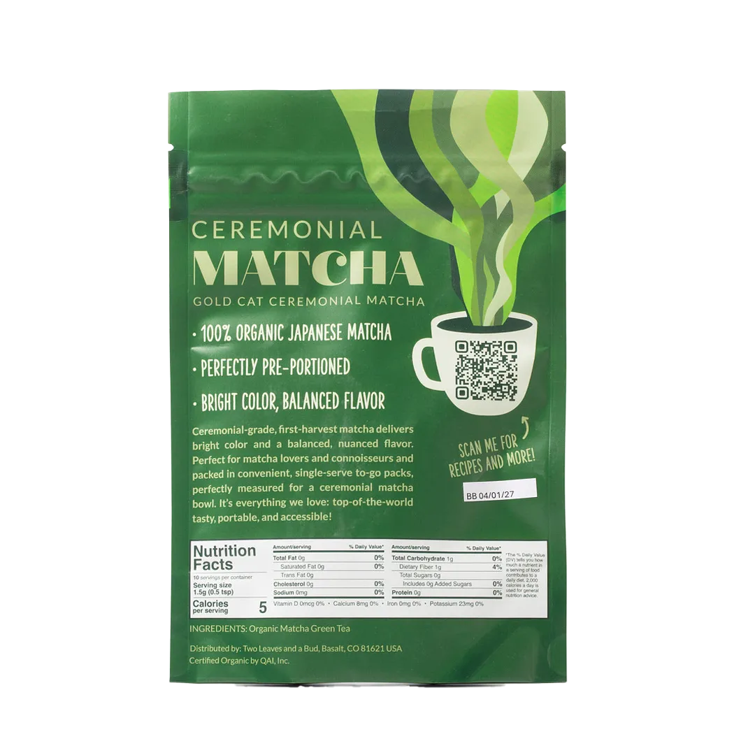 Ceremonial Matcha Tea Single-Serve Sticks