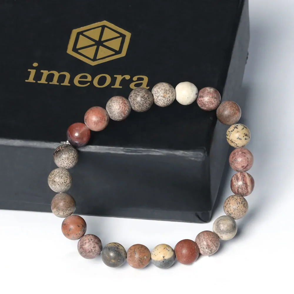 Certified Porcelain Jasper 8mm Natural Stone Bracelet