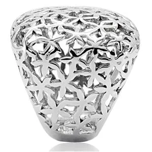 CJ7826OS Wholesale Square Stainless Steel Floral Cutout Cocktail Ring