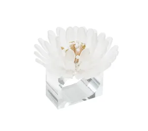 Cosmos Napkin Ring in White & Gold, Set of 4 in a Gift Box