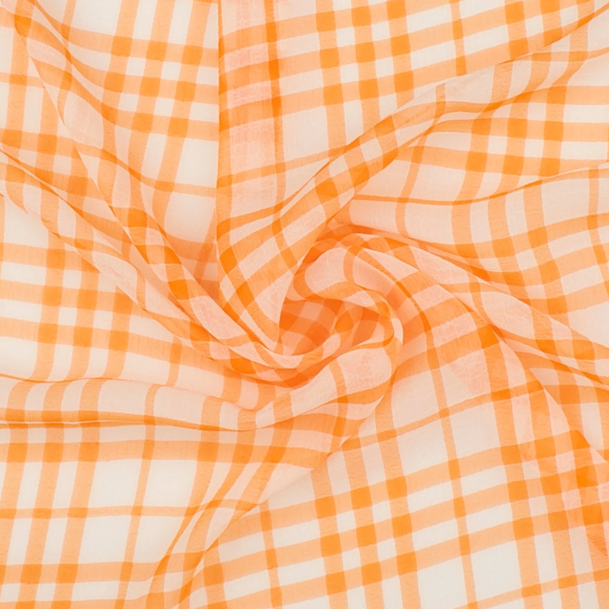 Crepe Chiffon - DAISY - Medium Plaid - Orange