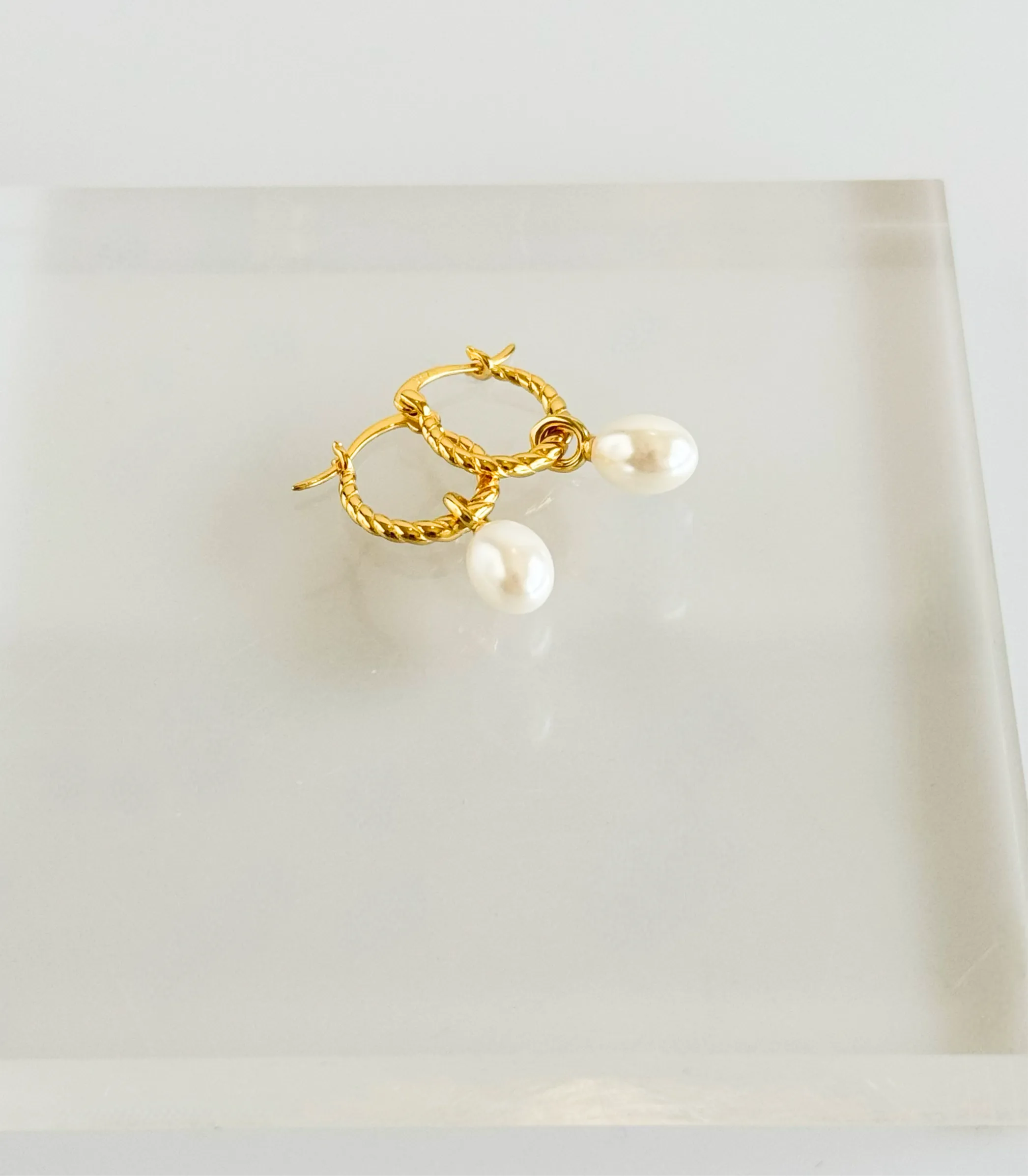 Croissant Hoop Pearl Earrings