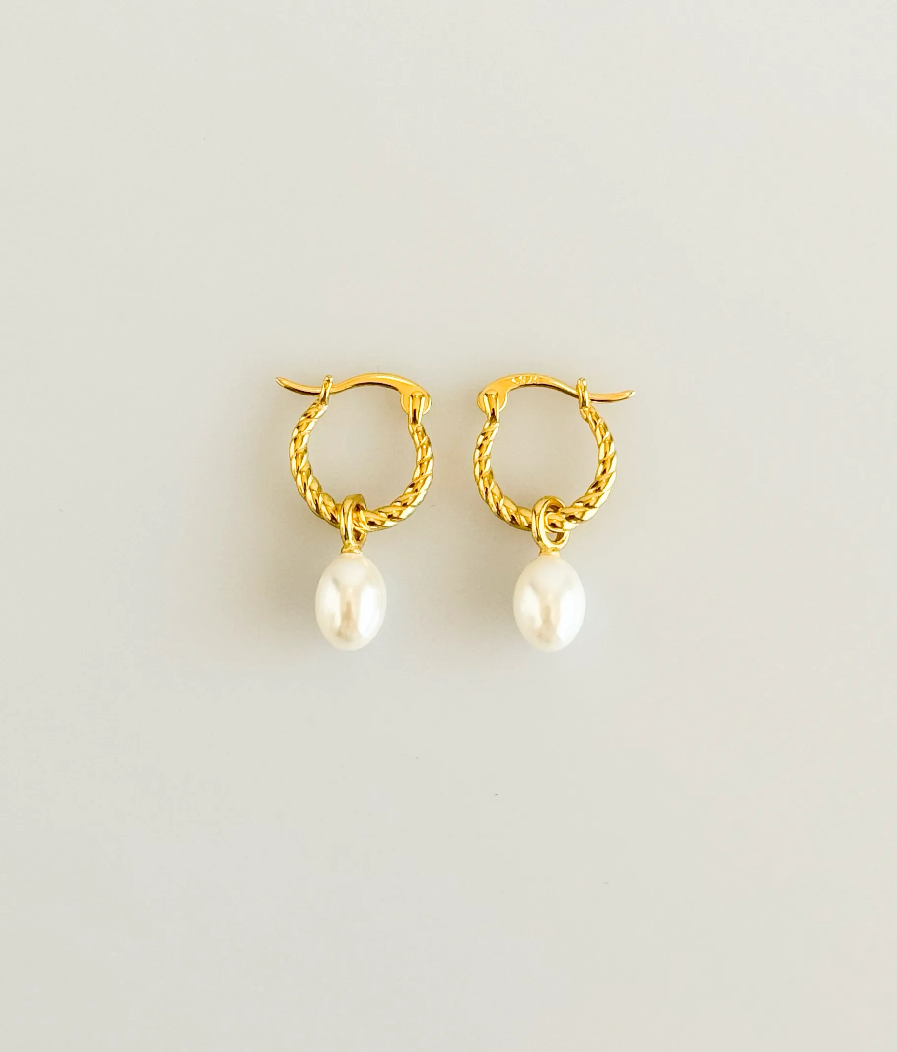 Croissant Hoop Pearl Earrings