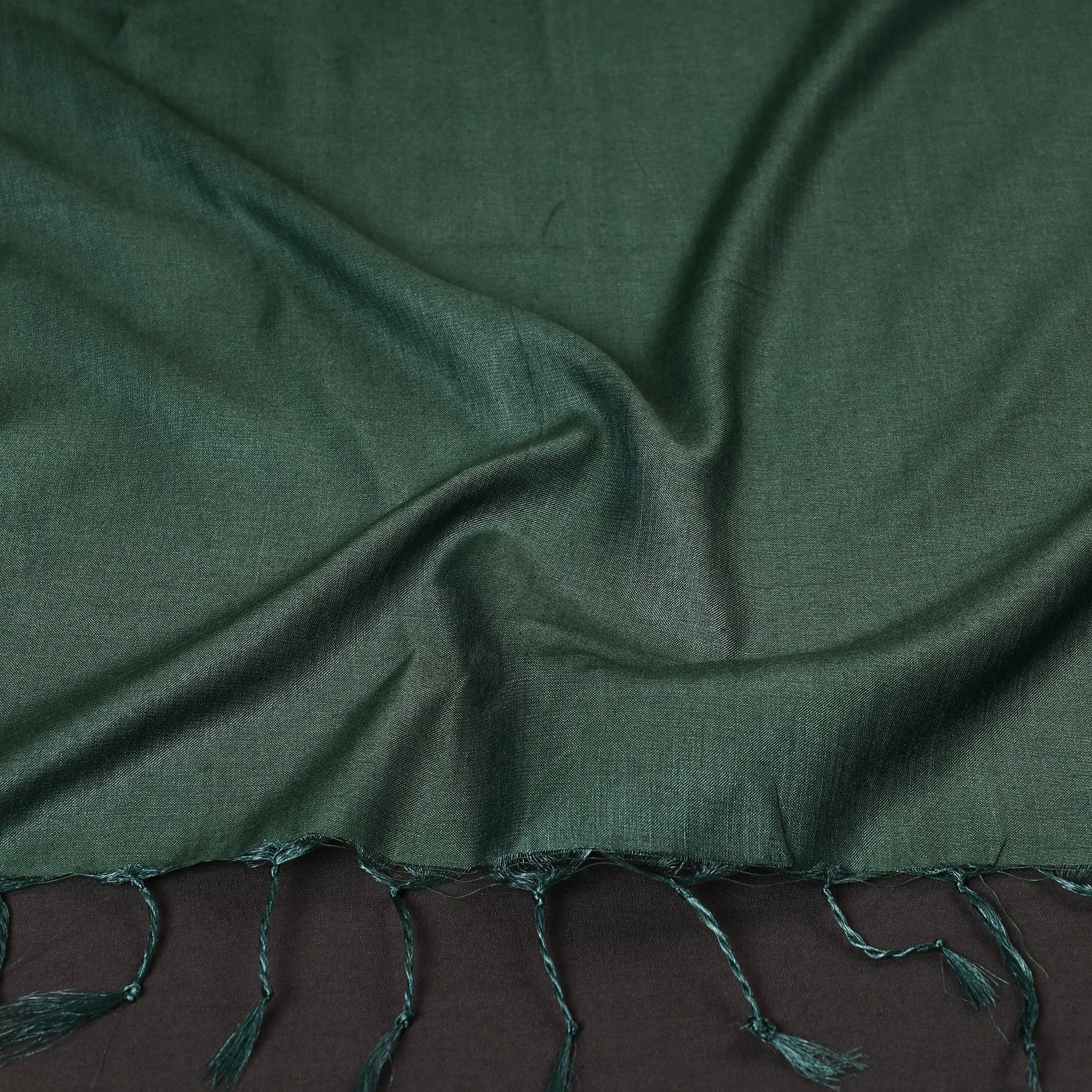 Dark Green Vidarbha Pure Tussar Silk Cotton Handloom Stole