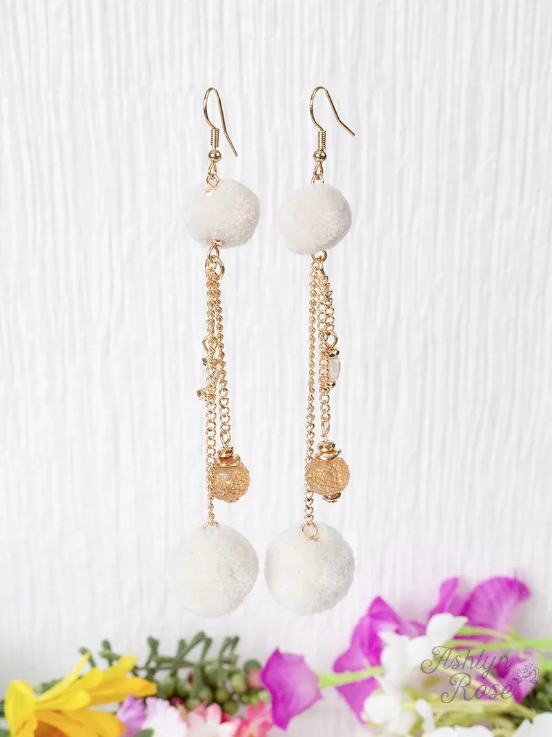 Double The Pom Earrings, Cream