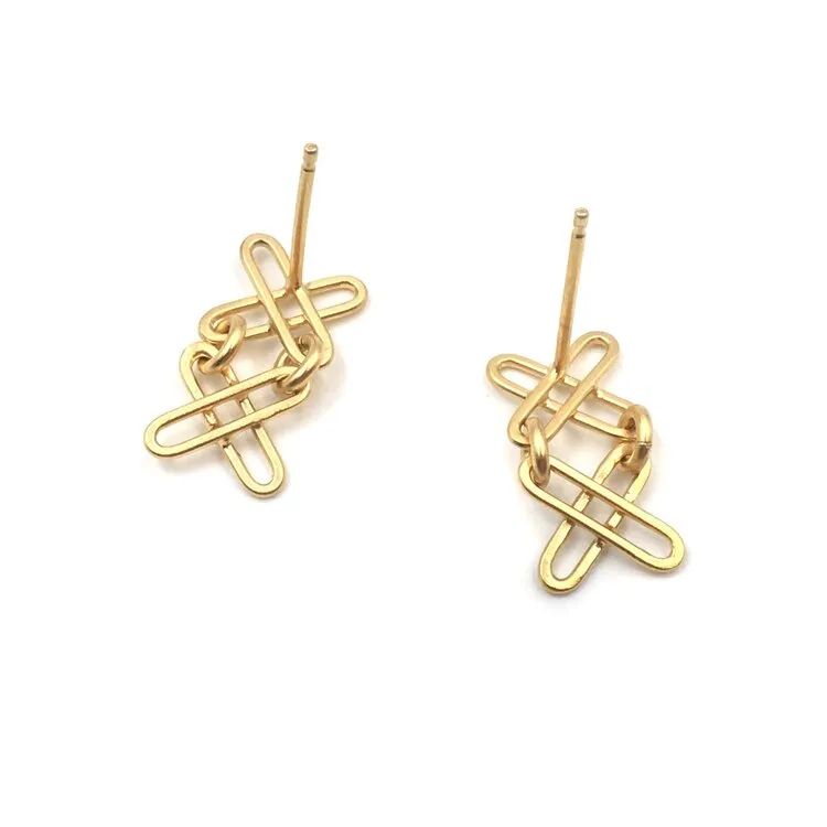 Double X Gold Studs