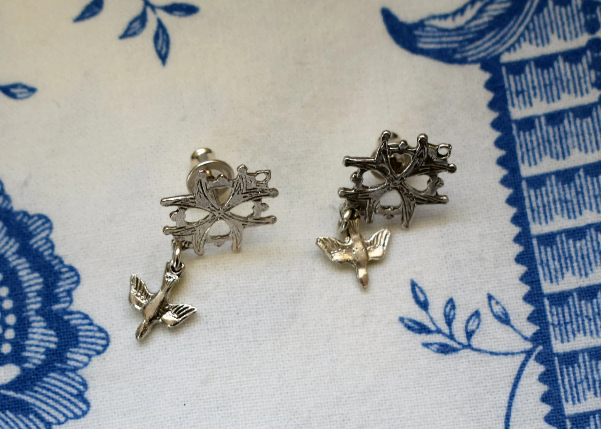 Earrings: Silver Huguenot Cross