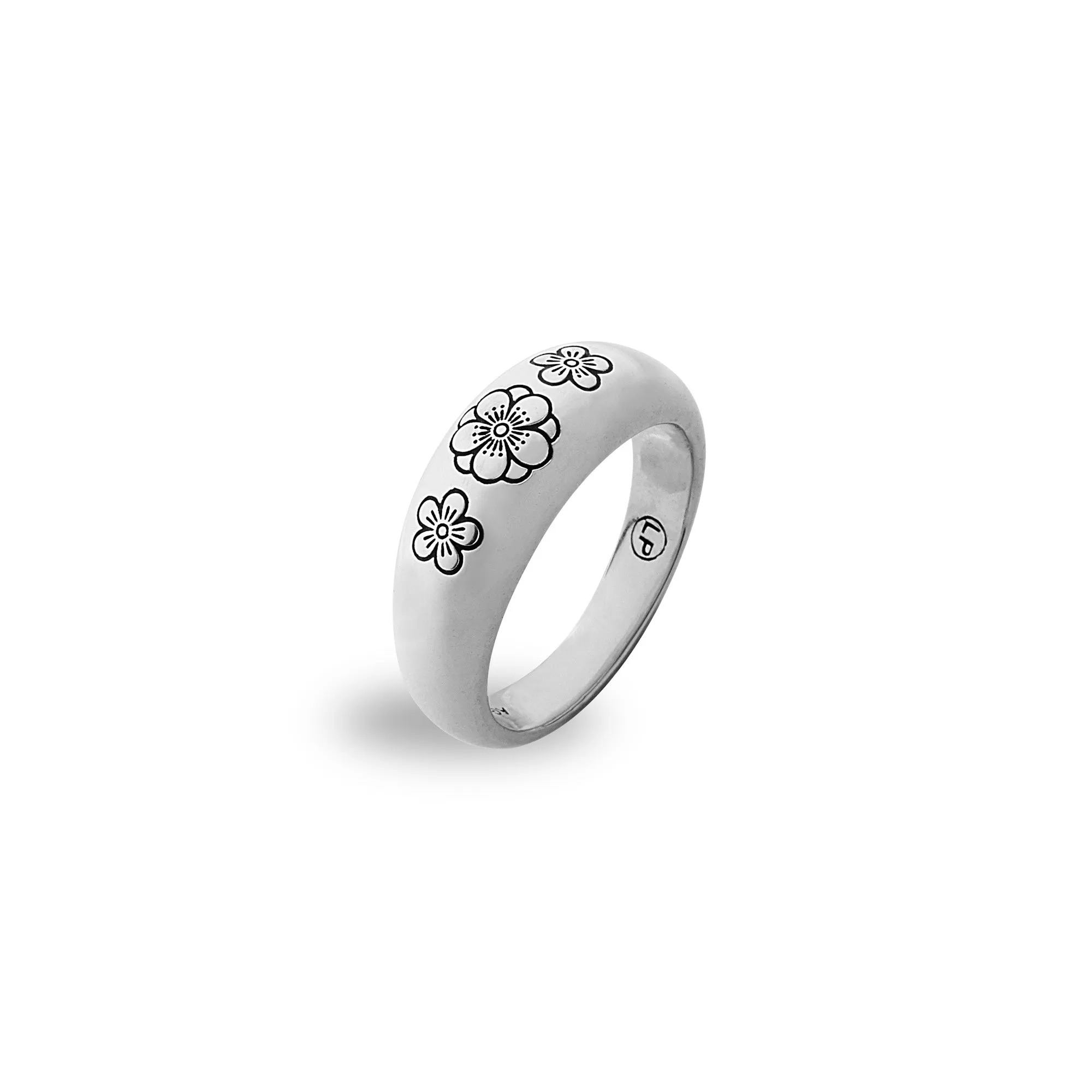 Ehwa Floral Dome Ring - Sterling Silver - Polished