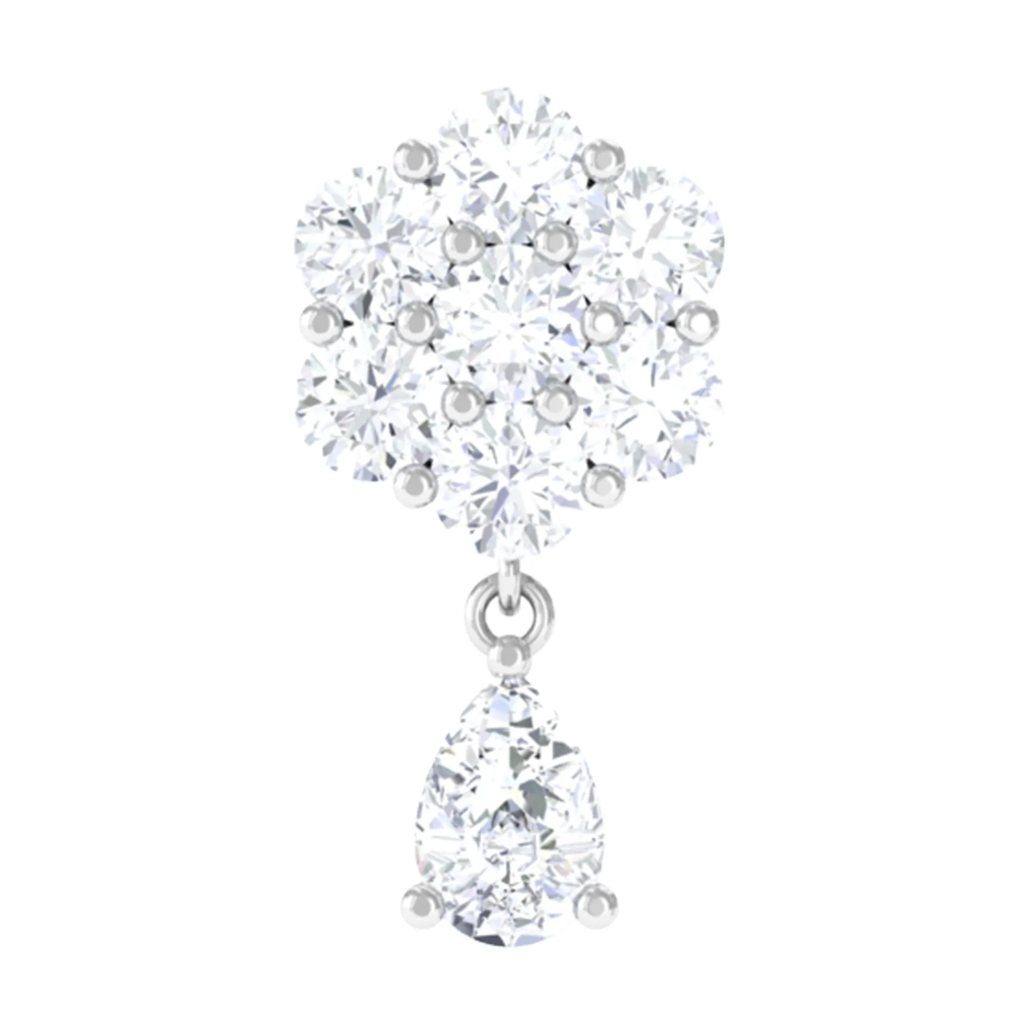 Elegant Diamond Flower Cartilage Drop Earring