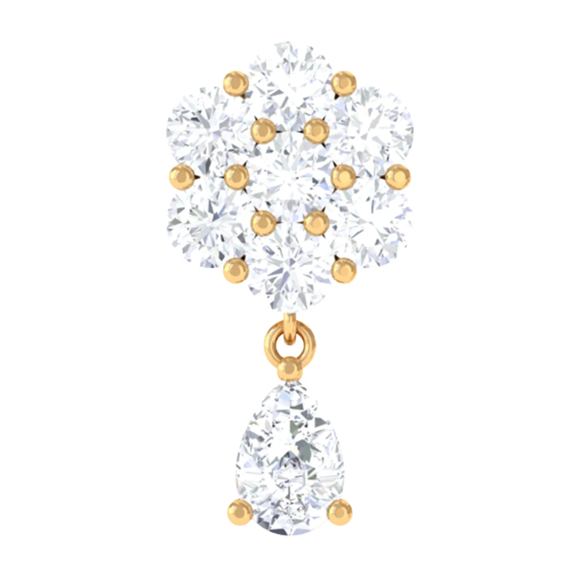 Elegant Diamond Flower Cartilage Drop Earring