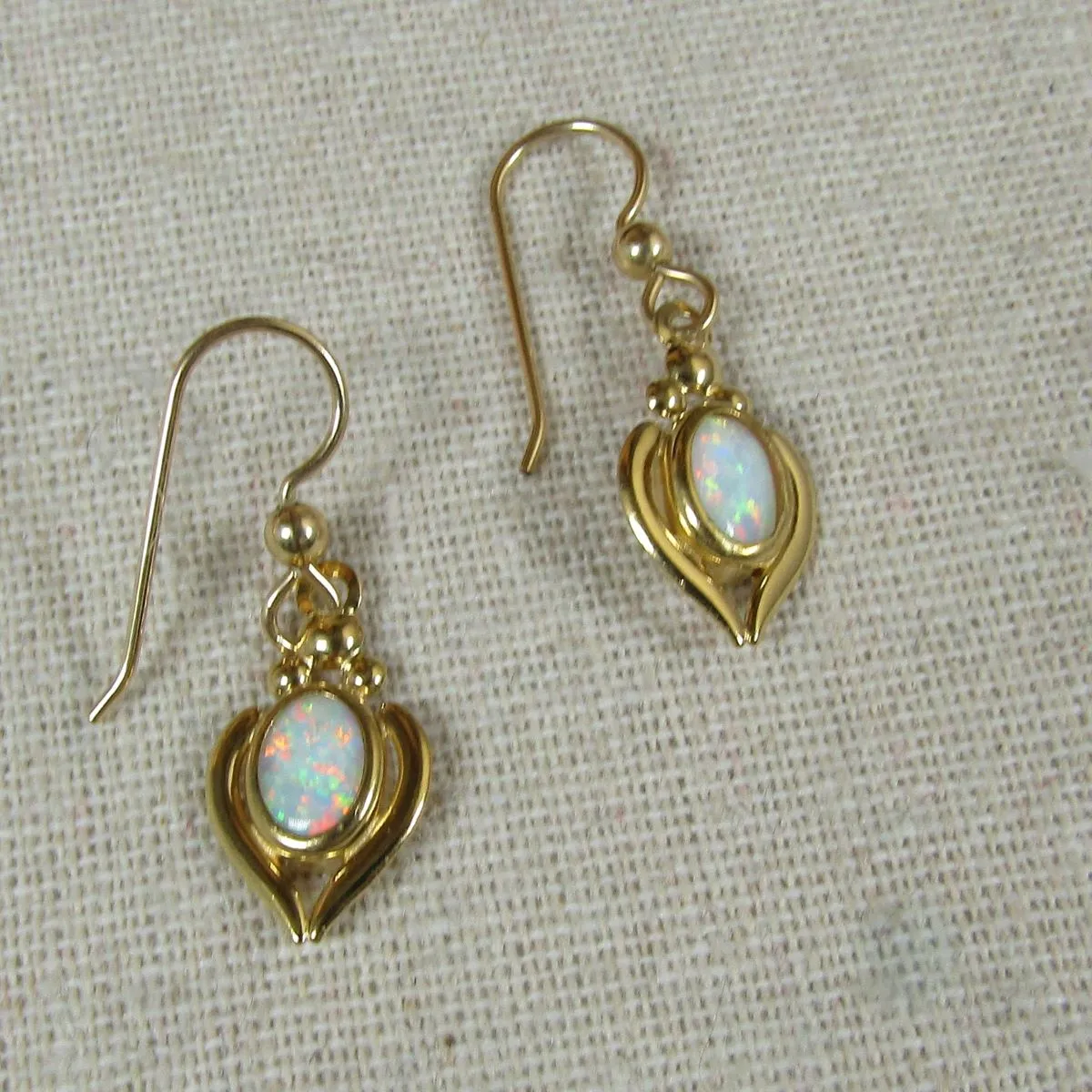 Elegant White Gibson Opal Gold Earrings