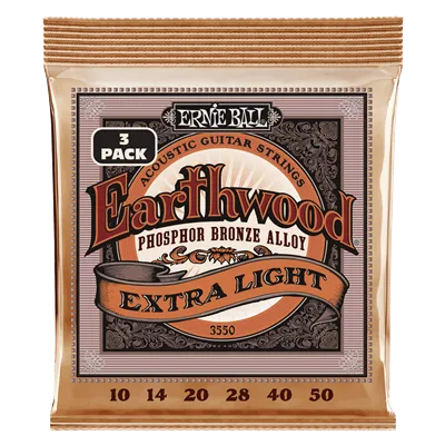 Ernie Ball Earthwood  Phosphor Bronze Extra Light 10-50 (3 Set Pack)