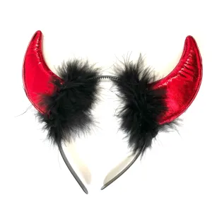 Feathered Devil Horn Costume Party Headband - Red (Style 2)