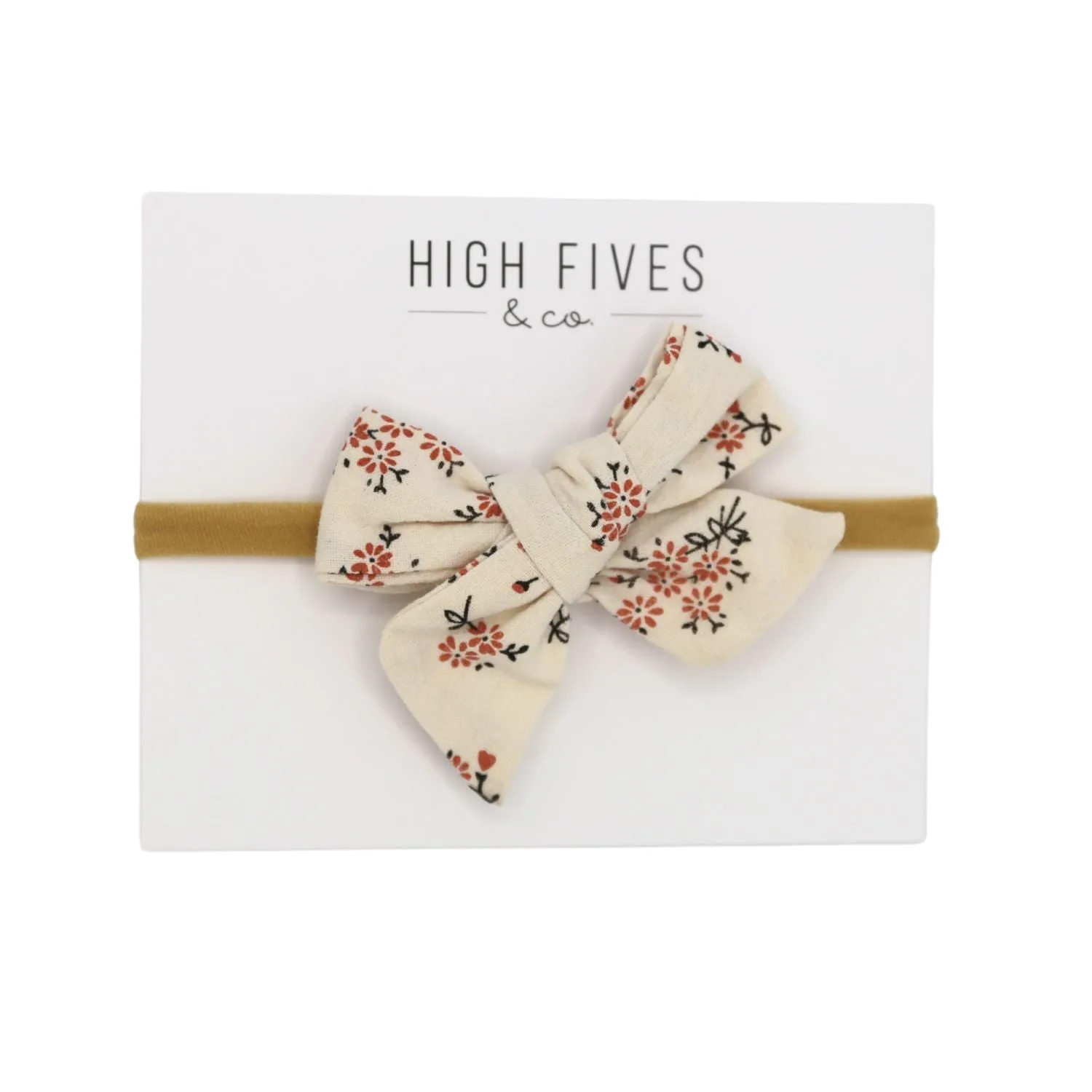 Floral Linen Bow Nylon Headband