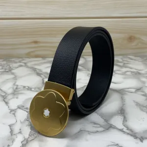 Flower Pattern Round Pin Buckle Leather Belt For Men-JonasParamount