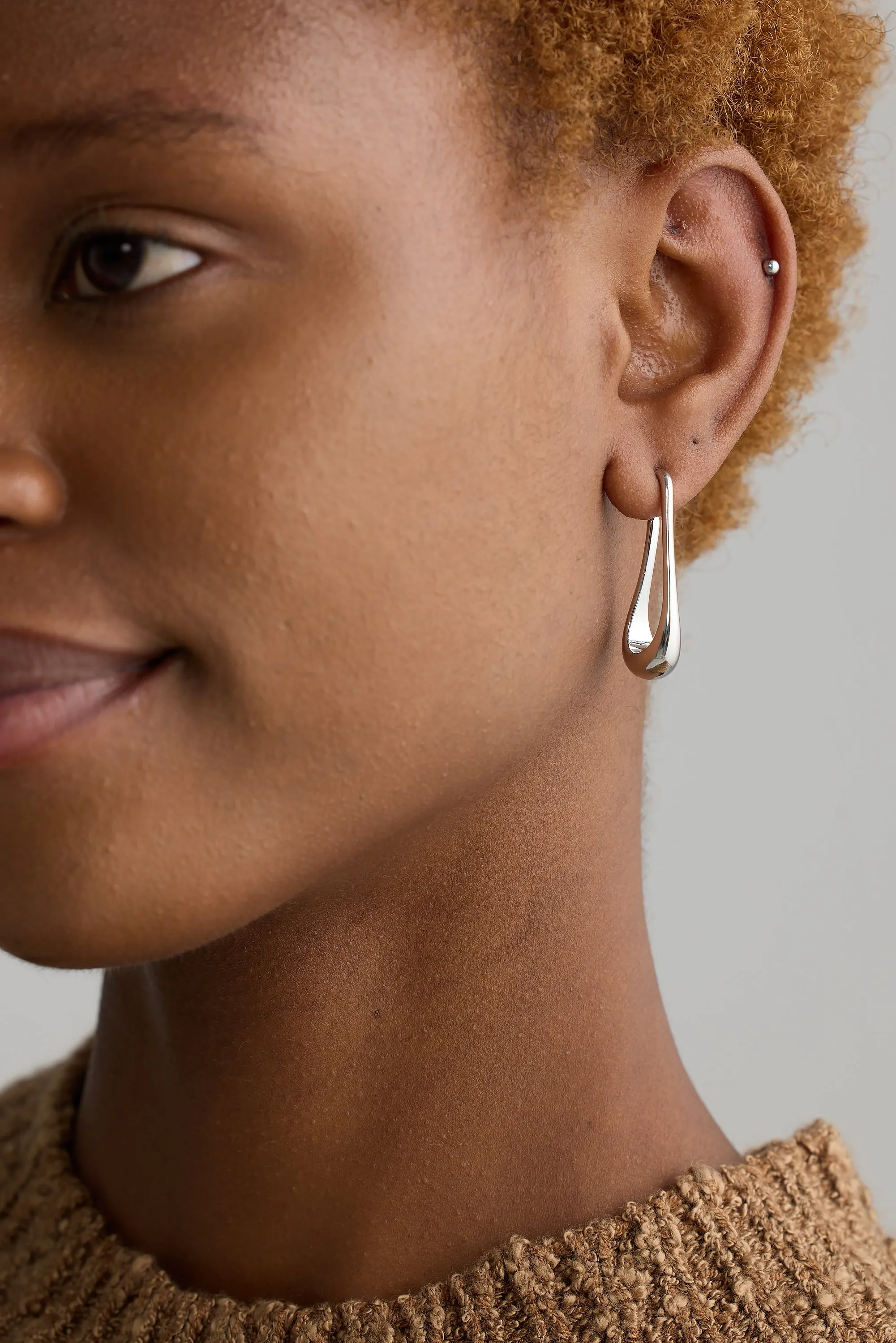 Fluid Drop Earring - Silver