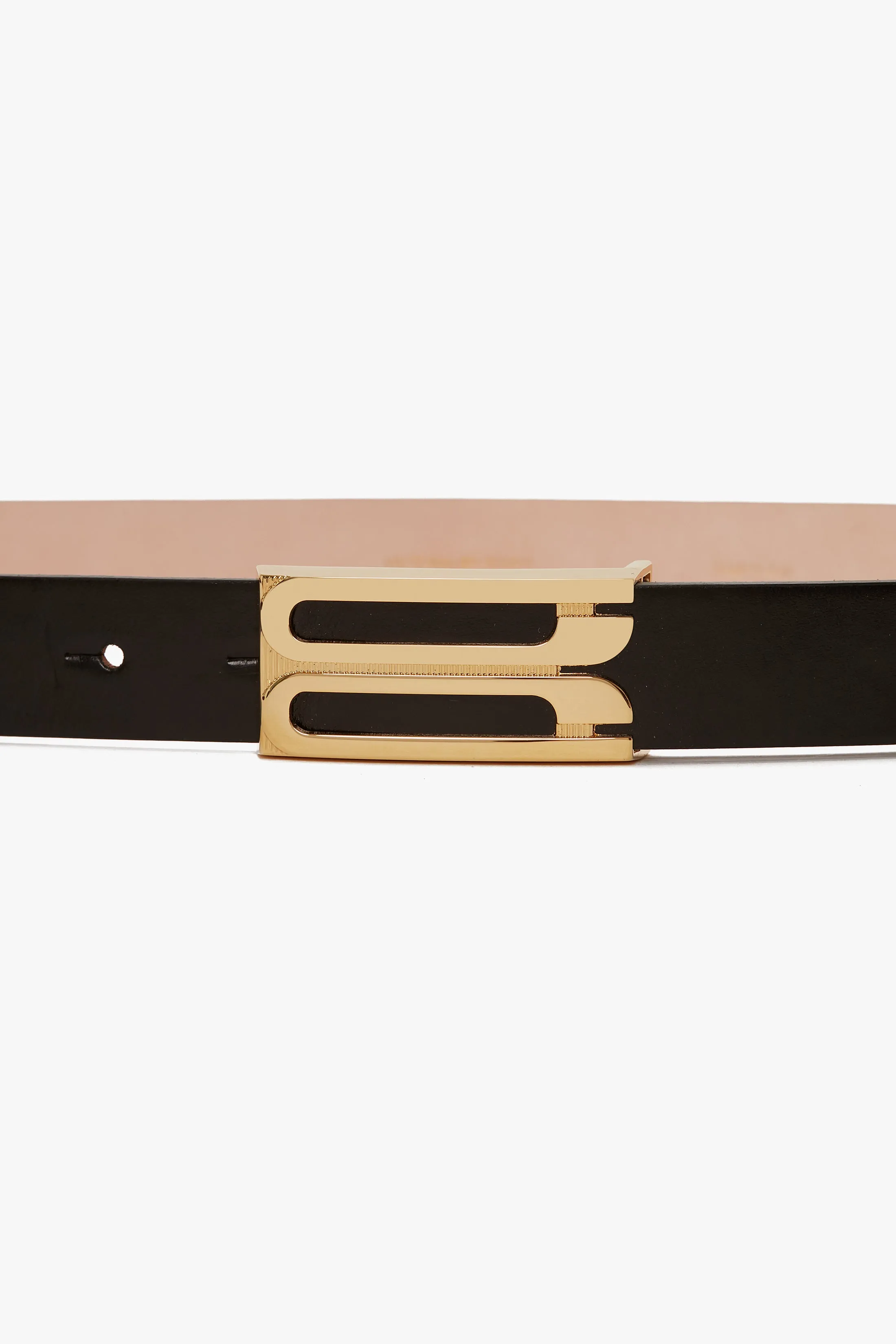 Frame Belt In Black Glossed Leather