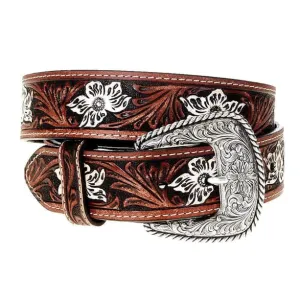 Gem Dandy Women's Brown Painted Floral Belt