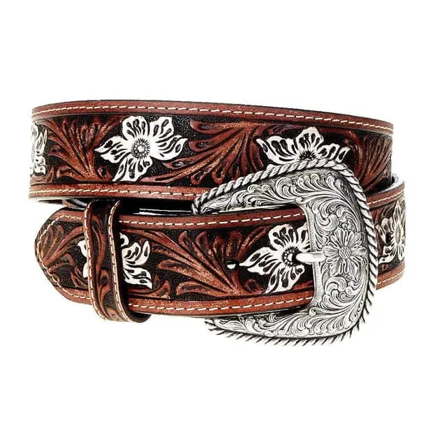 Gem Dandy Women's Brown Painted Floral Belt